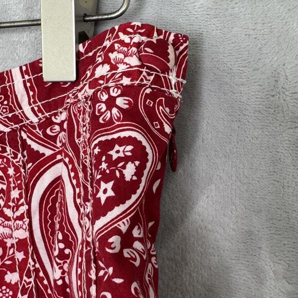 Tommy Hilfiger Skirt Womens 6 Red Paisley Boho A-Line Cotton Side Zip Summer - Picture 2 of 8